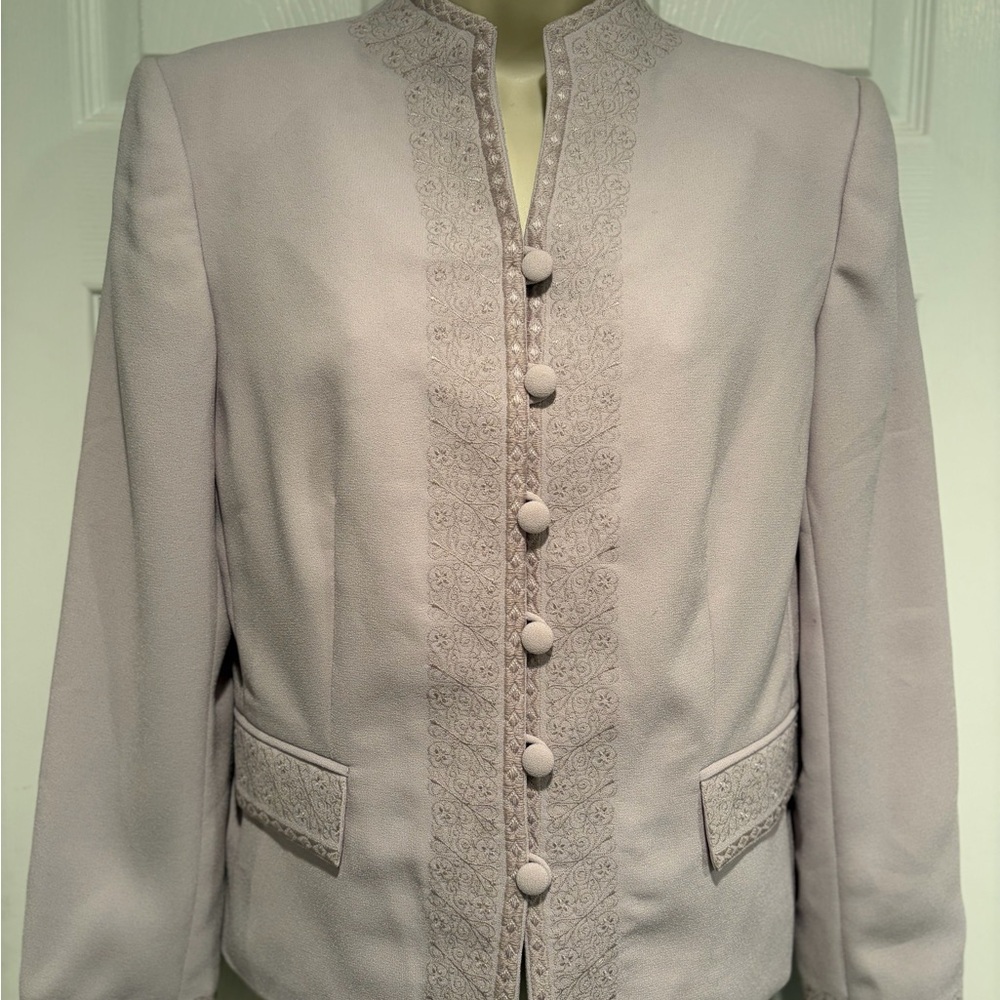 John Meyer Norwich Embroidered‎ Blazer Jacket Women's 8 Lavender Formal VTG